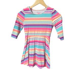 Children's Place Girl's colorful striped long sleeve dress sz M‎ (7-8)